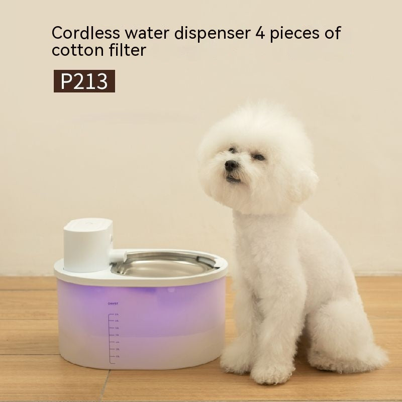 Distributeur d'eau intelligent sans fil à induction, rechargeable, sans branchement, pour animaux de compagnie