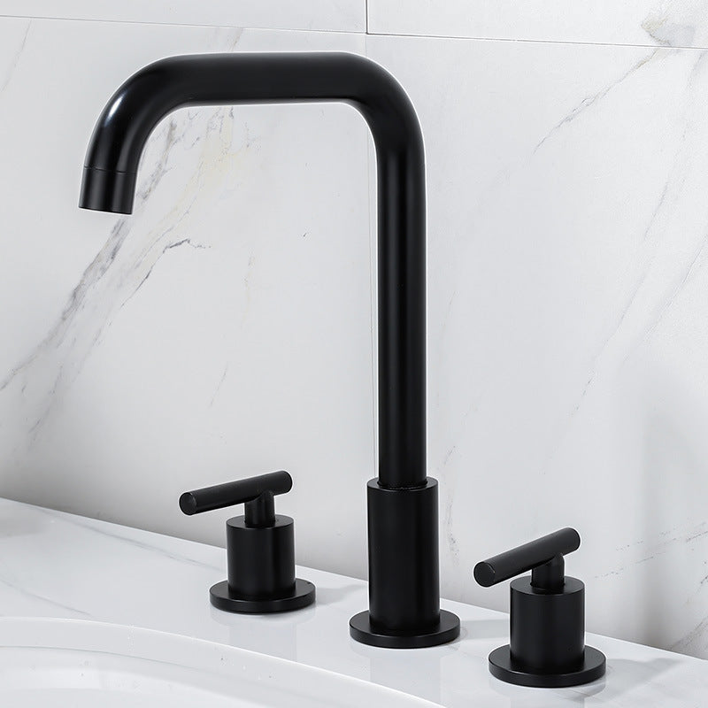 Mueble de baño con lavabo y grifo dividido negro