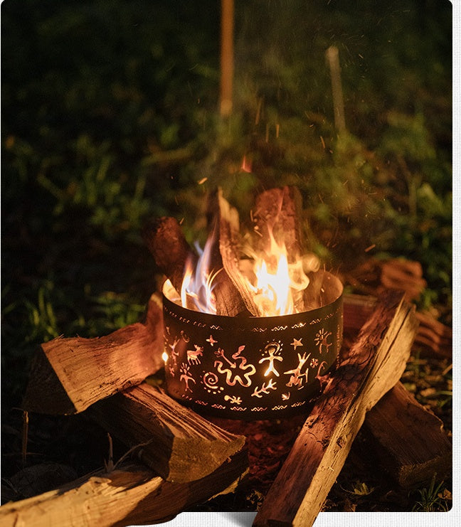 Feu brûlant extérieur Table ronde Camping chauffage brûlant support de feu atmosphère pique-nique