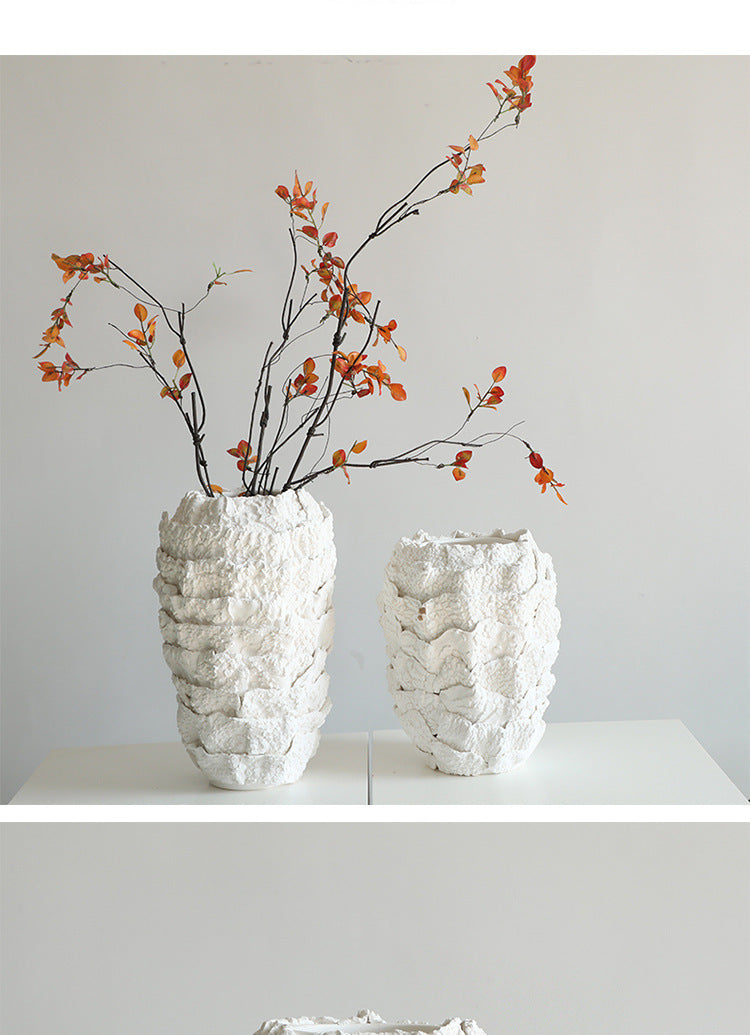 Florero de cerámica blanco creativo, mesa de comedor moderna, decoración de ventas, flores secas y maceta