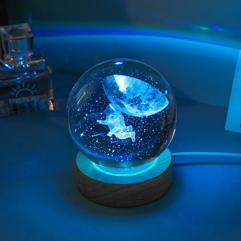 Crystal Ball Colorful Luminous Wooden Base