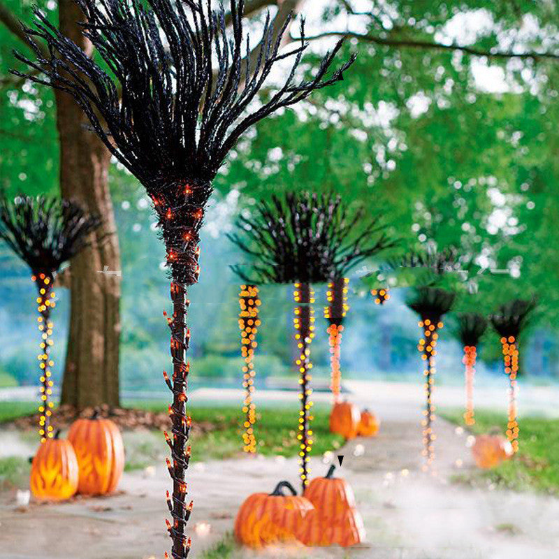 Accessoires de décoration de lieu de balai pré-éclairé pour Halloween