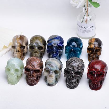 3 Inch Natural Crystal Skull Carved Halloween Decorative Ornament