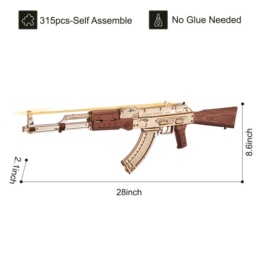 Robotime Rokr fusil automatique AK-47 3D pistolet à assembler en bois Double Modes de tir jouets de bricolage drôles pour enfants adultes Justice Guar LQ901