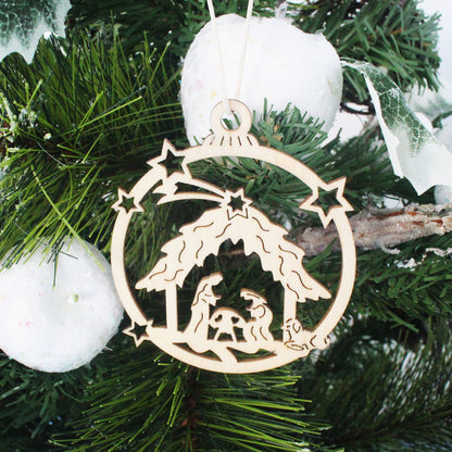 Hollow Out Snowflake Home Decoration Christmas Tree Pendant Wood