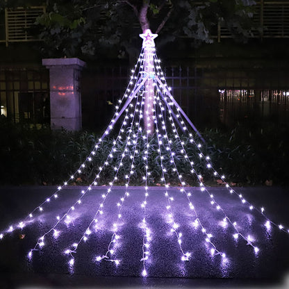 Lumière LED cascade étoile à cinq branches pour décorer la cour extérieure