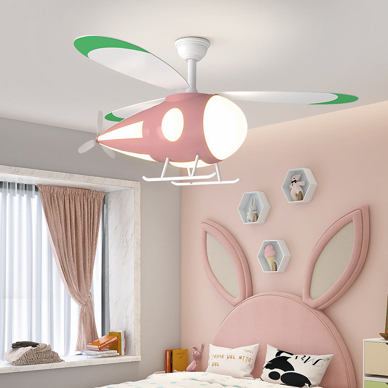 Lampe de ventilateur de plafond créative moderne pour chambre de garçon et de fille