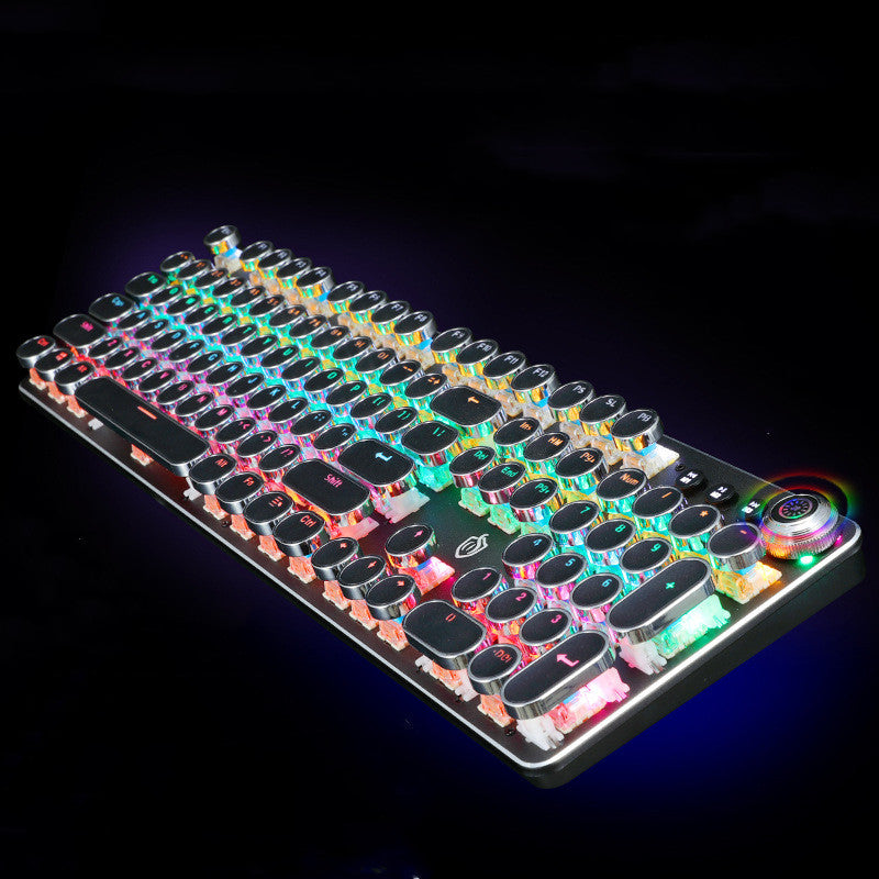 Teclado mecánico luminoso con perilla galvanizada punk retro