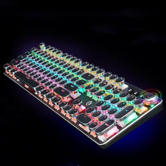 Clavier mécanique lumineux à bouton galvanisé rétro Punk