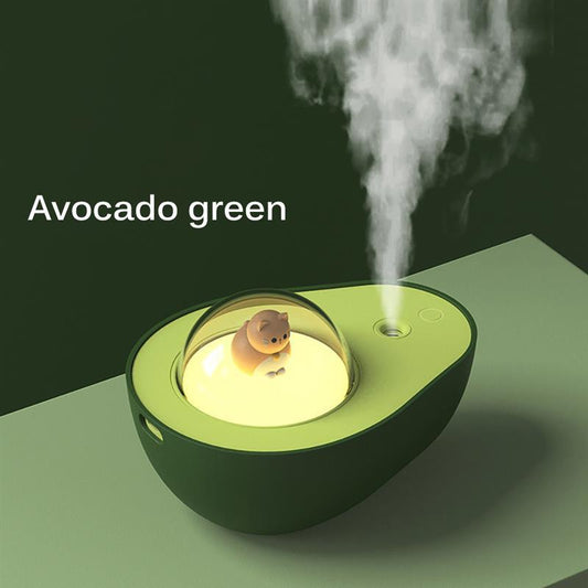 Mini humidificador en aerosol con aguacate, luz nocturna con carga por USB, pulverizador de niebla portátil para el hogar y el coche