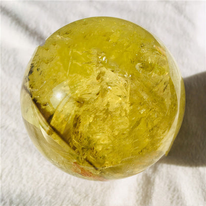 Citrine Ball Decoration Rough Stone Polished Home Office