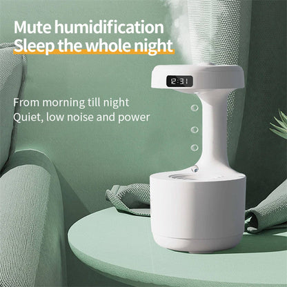 Humidificador antigravedad para dormitorio con reloj Difusor de aroma de reflujo de gota de agua Gran capacidad Oficina Dormitorio Silencio Niebla pesada Pulverizador doméstico