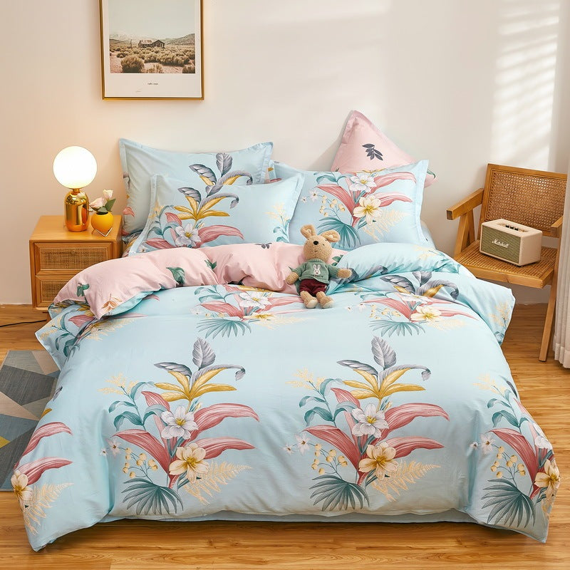 Cotton Duvet Cover One-piece Wholesale Pure Single Double Student Dormitory Bed Sheet Four-piece Set