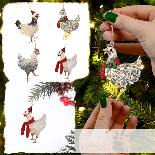 European And American Scarf Chicken Christmas Decorations