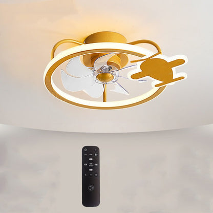 Children's Ceiling Mounted Bedroom Fan Lamp