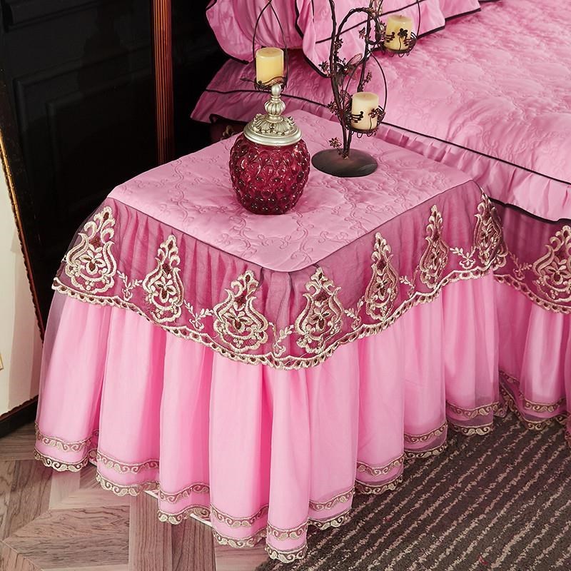 Housse en dentelle, housse anti-poussière tout compris, en tissu, serviette polyvalente pour Table de chevet, coussin de style européen