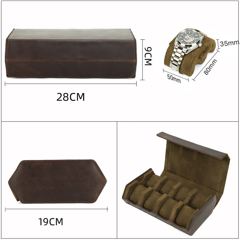 Caja de almacenamiento de reloj mecánico de cuero de alta gama Caja de reloj de ocho posiciones