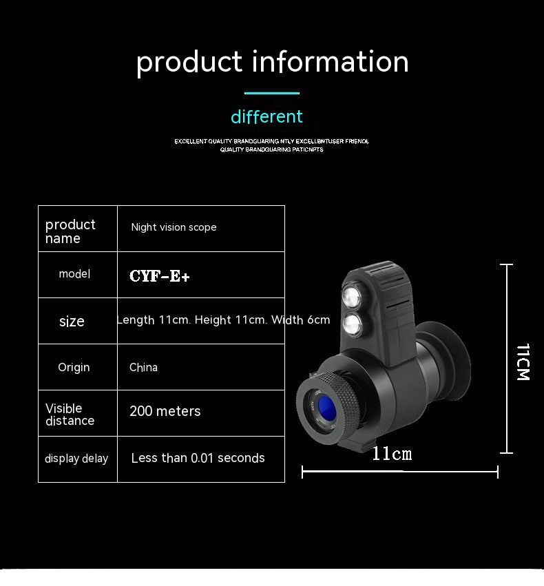 Instrumento de visión nocturna con telescopio monocular infrarrojo montado en la cabeza