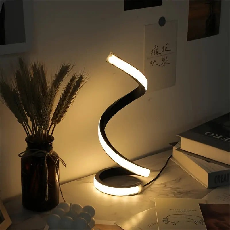 Lámpara de mesa decorativa moderna con luz LED circular de escritorio, tres en uno, con alimentación por USB