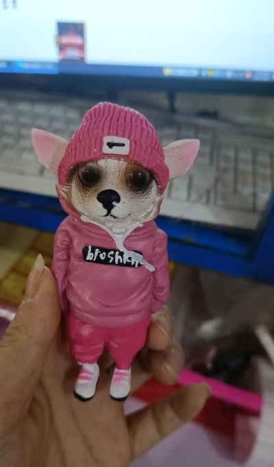 Lindos animales de moda Mogwai Muñecas hechas a mano Chihuahua SharPei Perro Estado Decoración del hogar Figurillas Accesorios Decoraciones navideñas