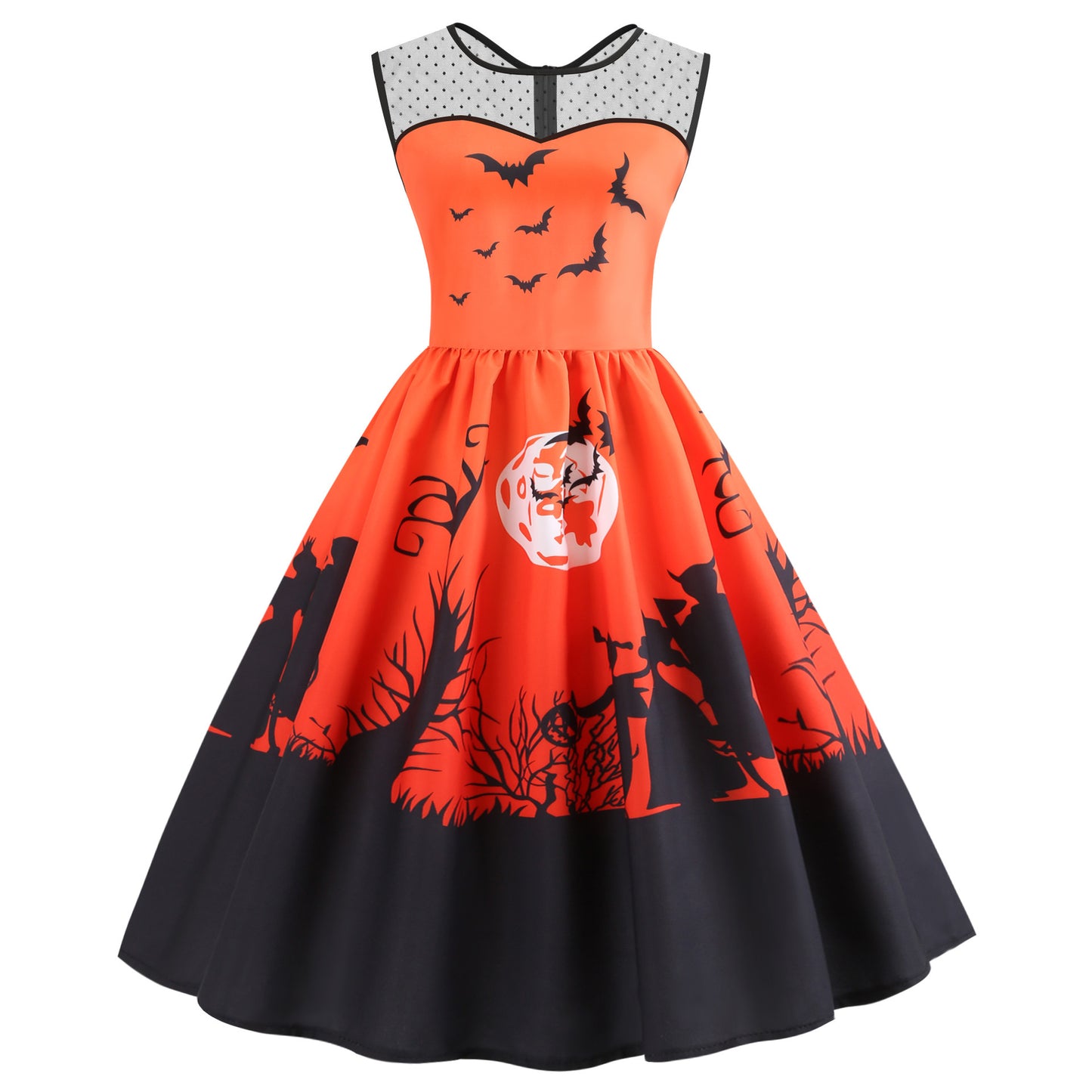 Nuevo Vestido grande con estampado de Halloween europeo y americano