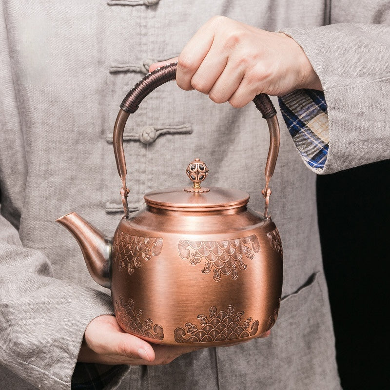 Copper Boiling Water Manual Mechanism Antique Tea Brewing Pot