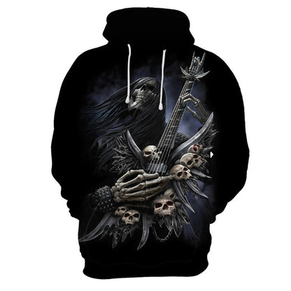 New Halloween Christmas Eve Skull 3D Digital Printed Fashion Brand Men's Pullover Hooded Sweater