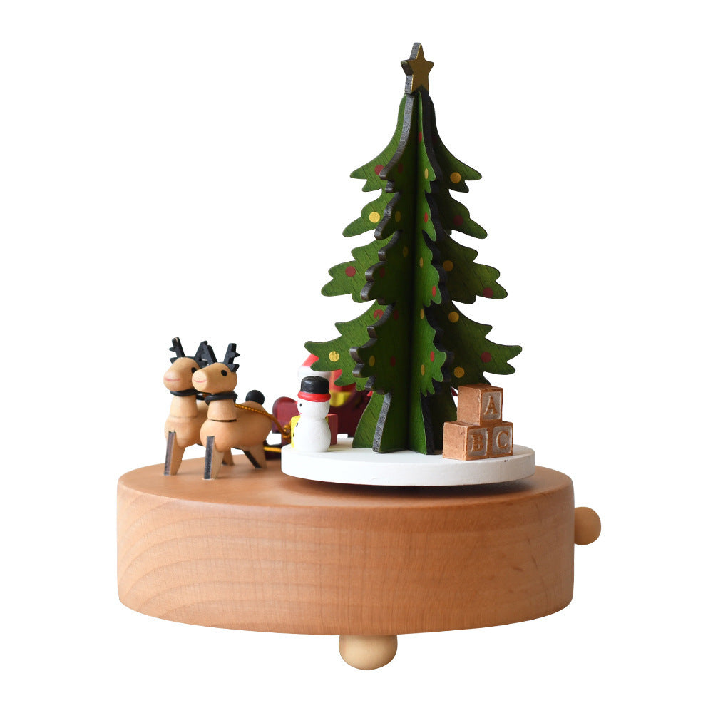 Wooden Crafts Christmas Tree Music Box