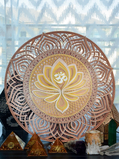 Mandala de madera obra de arte Kundalini Yoga Zen salón de té pintura decorativa