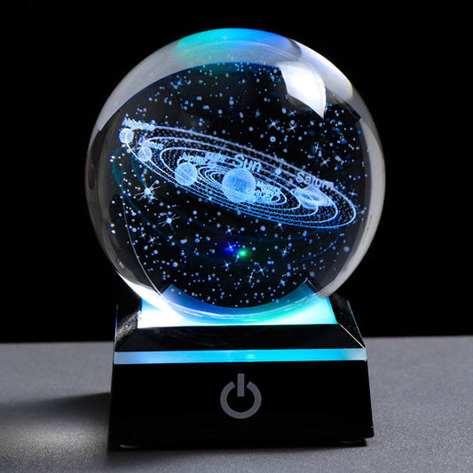 Décoration de bureau boule de cristal galaxie lumineuse créative