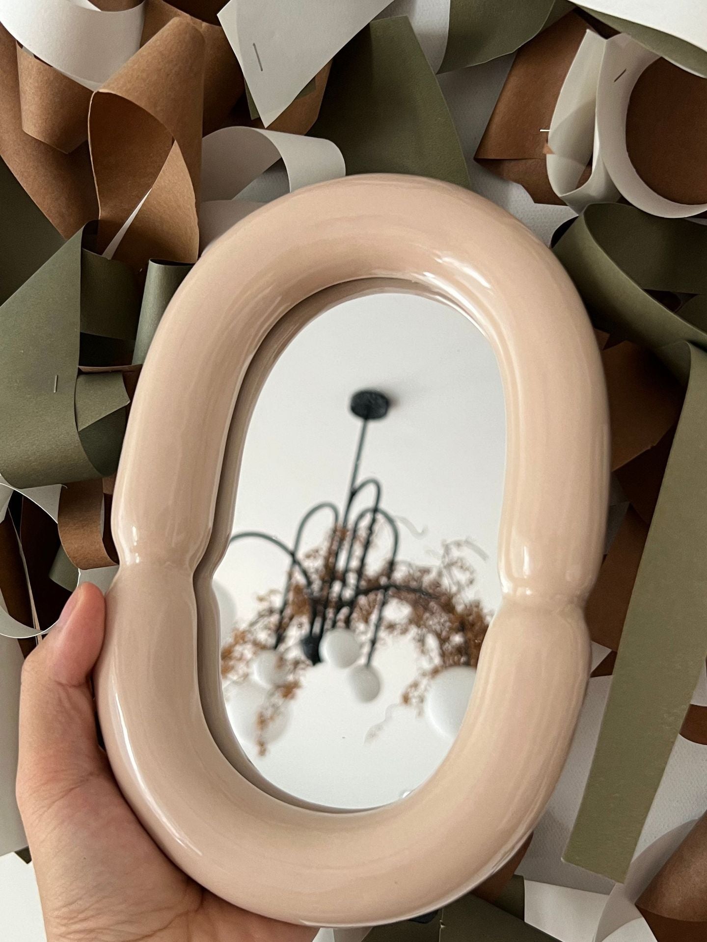 Miroir de maquillage en céramique de coiffeuse de chambre à coucher de luxe léger