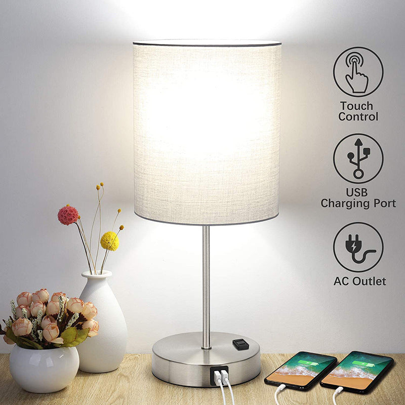 USB Charging Cloth Cover  Ouch Dimming Table Lamp Bedroom Bedside LED Night Light