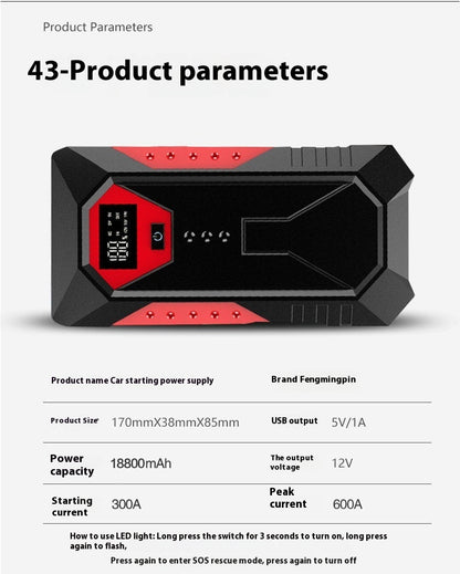 Source d'alimentation de démarrage d'urgence pour Automobile, batterie externe Mobile 12V, batterie de voiture de grande capacité