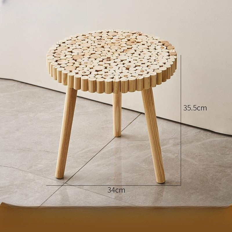 Mesa de borde de taburete bajo para el hogar, viento de troncos de estilo japonés