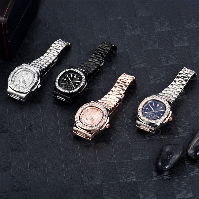 Montres cadeaux en diamant de marque de luxe en alliage de mode pour hommes