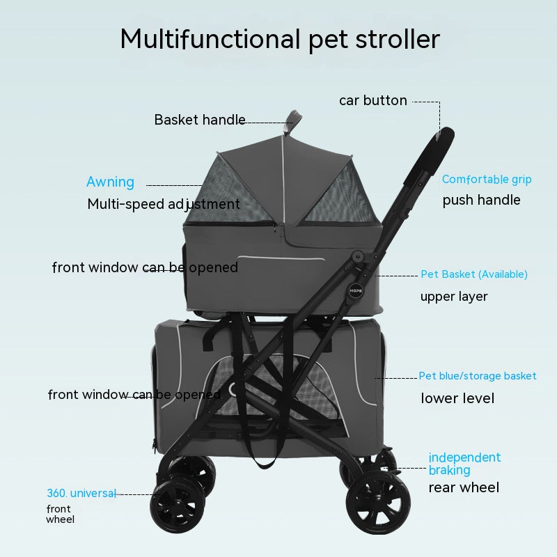 Chariot pliable léger pour chien et chat, petit chien