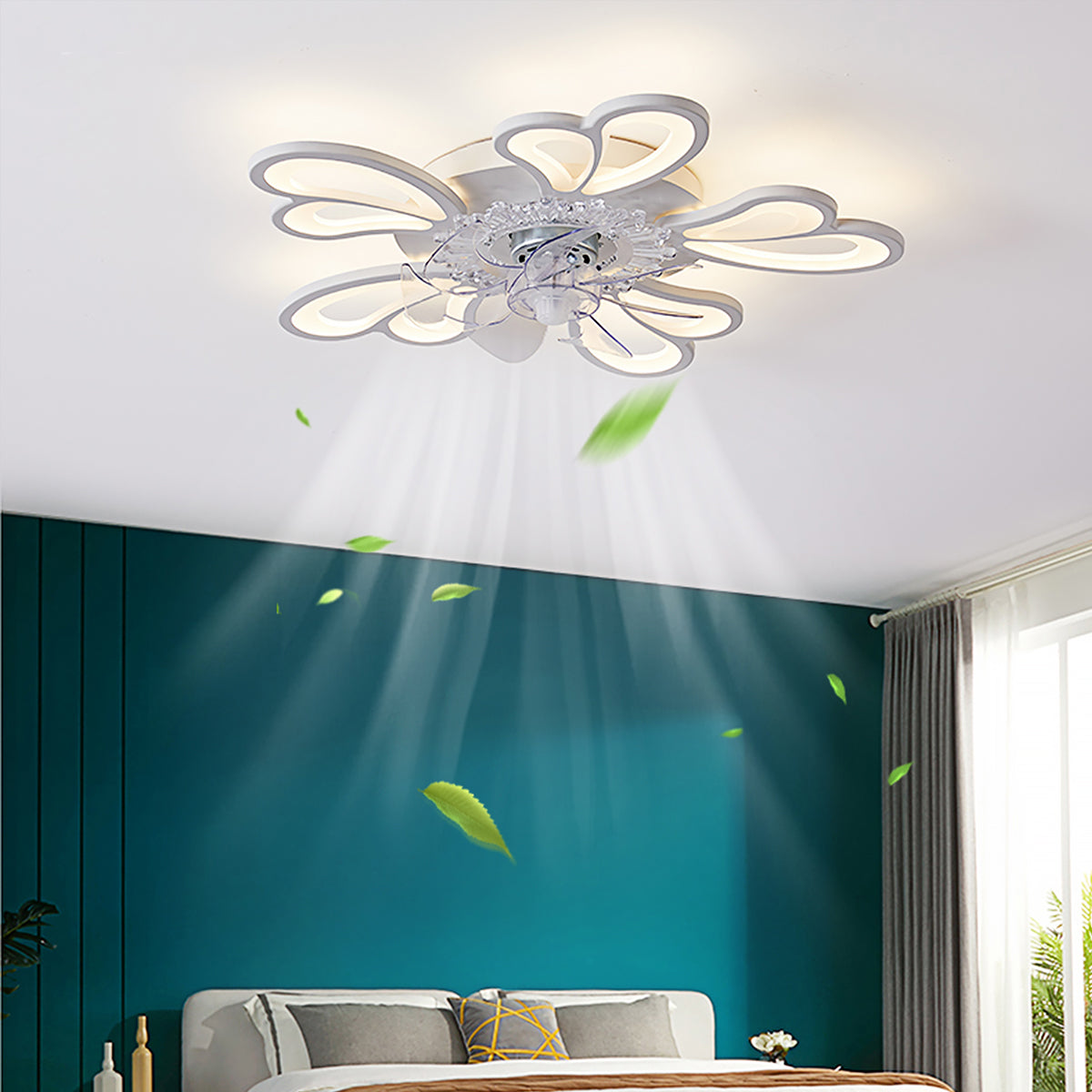 Lumière de salon simple et moderne, nouvelle lumière de ventilateur de plafond de chambre à coucher silencieuse