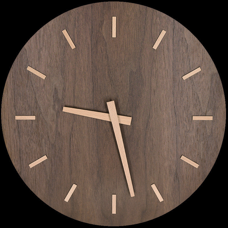 Fashionable Nordic Minimalist Wooden Wall Clock Living Room Round Wooden Clock Household Round Wooden Table Creative Wall Clock Living Room