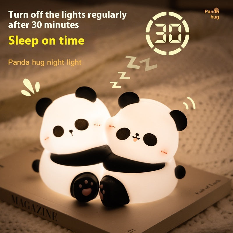 Lámpara de noche pequeña con forma de panda y luz LED para decoración de escritorio