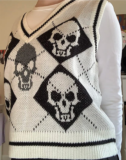 Pull d'Halloween en tricot à col en V pour veste gilet pour femme