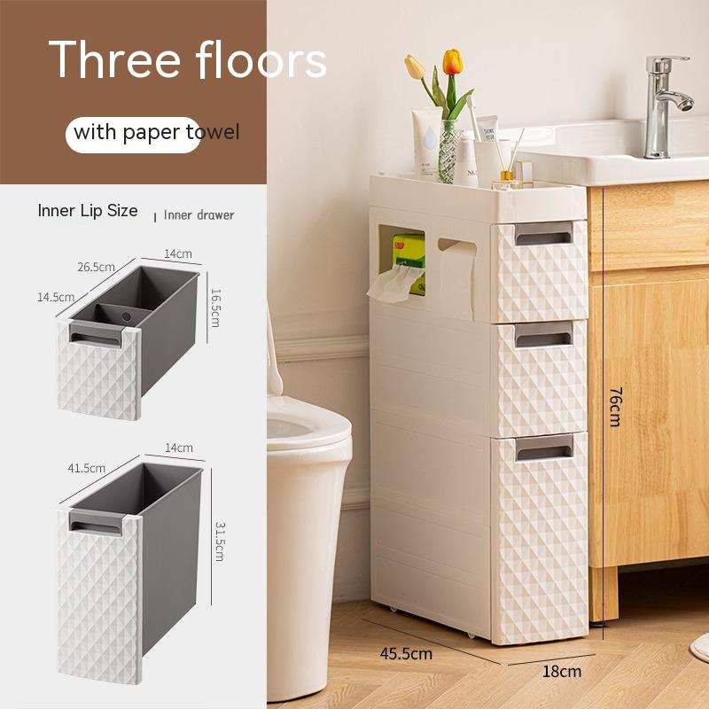 Plastic Floor-standing Multi-layer Toilet Corner Shelf Bathroom Toilet Side Storage Cabinet