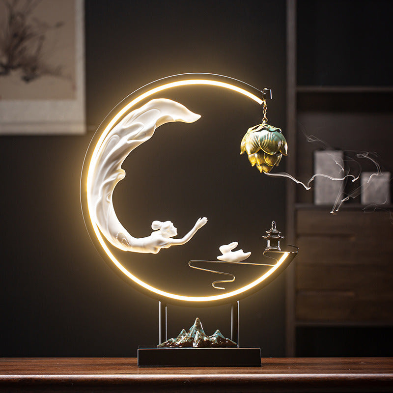 Nouveau Style chinois lampe à LED cercle salon meuble TV porche Zen