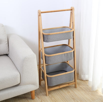 Bamboo Fabric Storage Rack Bedroom