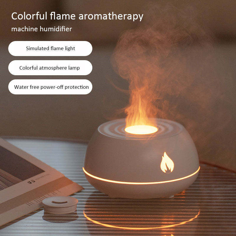 Humidificateur de flamme diffuseur d'aromathérapie 7 couleurs lumière humidificateur d'air domestique 130ML USB diffuseur d'huile essentielle de parfum de pièce