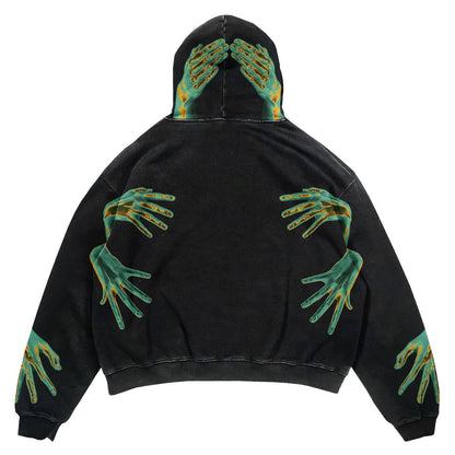 Sudadera con capucha y diseño de calaveras para mujer, de Halloween