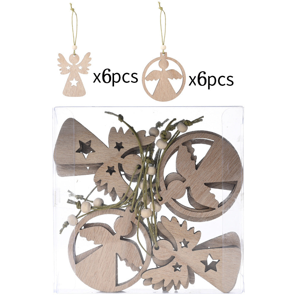 Christmas Decorations Transparent Boxed Wooden Pendant