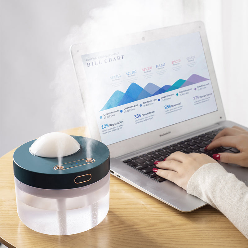 Humidificateur de Projection Portable, Rechargeable, veilleuse rotative, pour chambre à coucher, hydratant, Double pulvérisation, Double brouillard