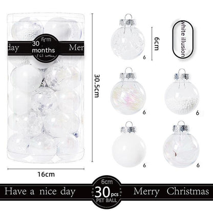 30 Pack Christmas Transparent Plastic Ball Tree Decorations