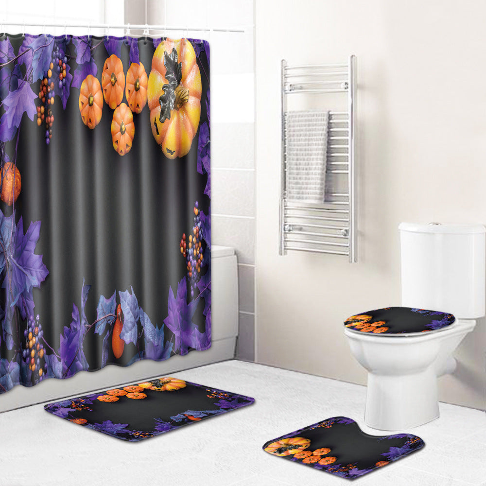 Ensemble de salle de bain et toilettes Halloween, tapis de salon et de chambre à coucher en quatre pièces