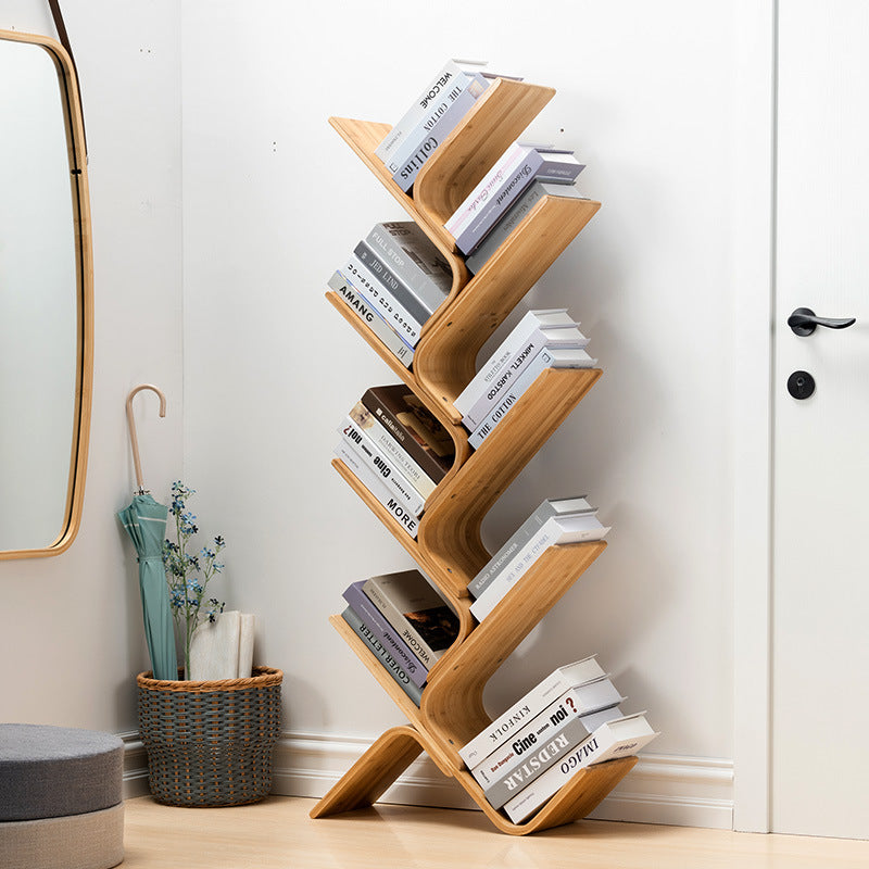 Bamboo Court Floor To Floor Bookshelf For Simple Storage And Multiple Layers